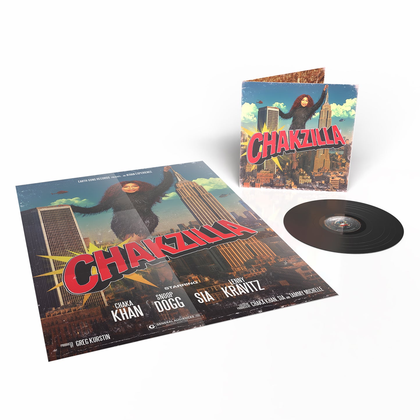 CHAKA KHAN - CHAKZILLA ALBUM BLACK ECO LP + SIGNED A4 PRINT