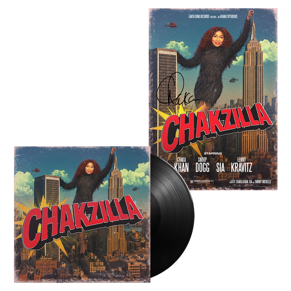 CHAKA KHAN - CHAKZILLA ALBUM BLACK ECO LP + SIGNED A4 PRINT