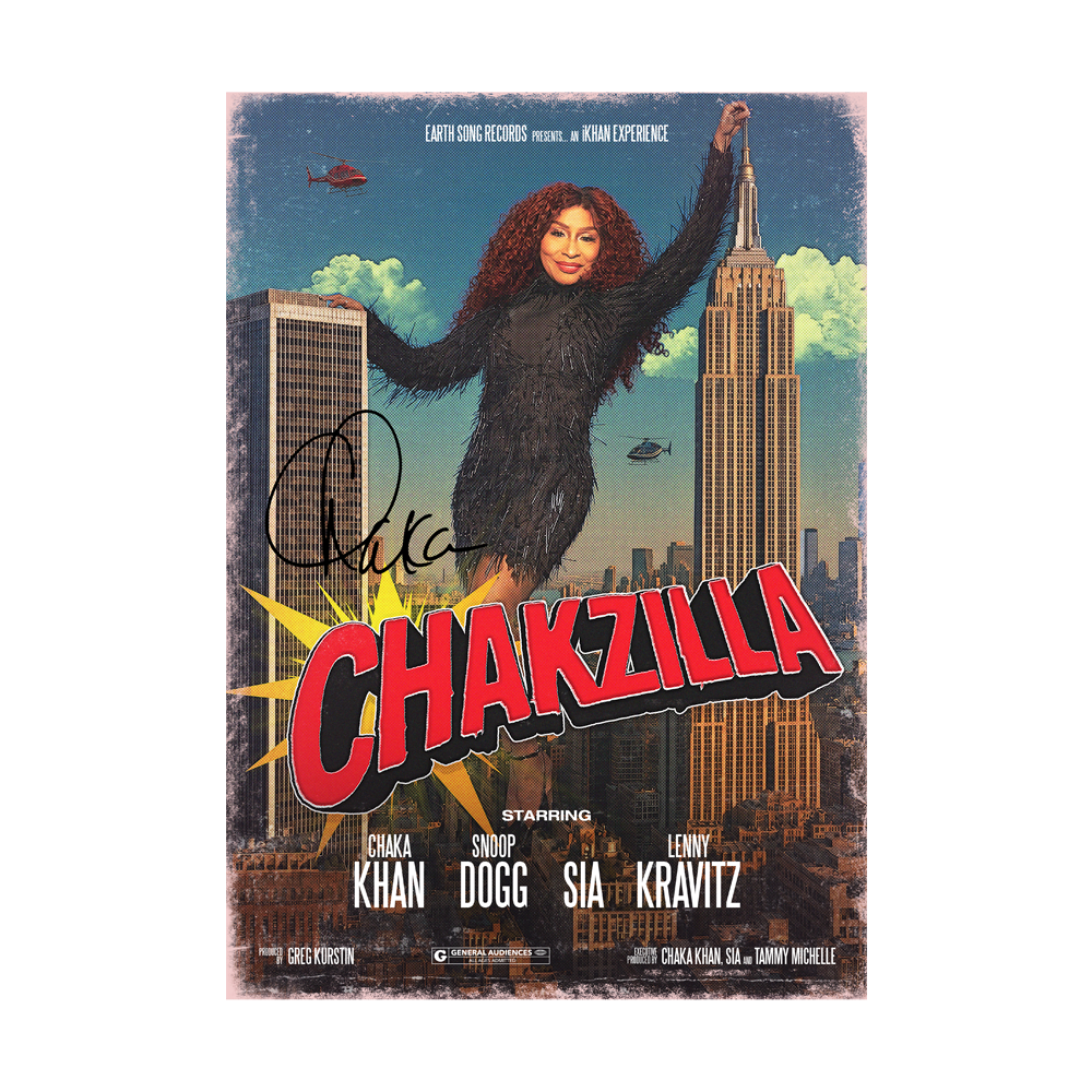 CHAKA KHAN - CHAKZILLA ALBUM BLACK ECO LP + SIGNED A4 PRINT